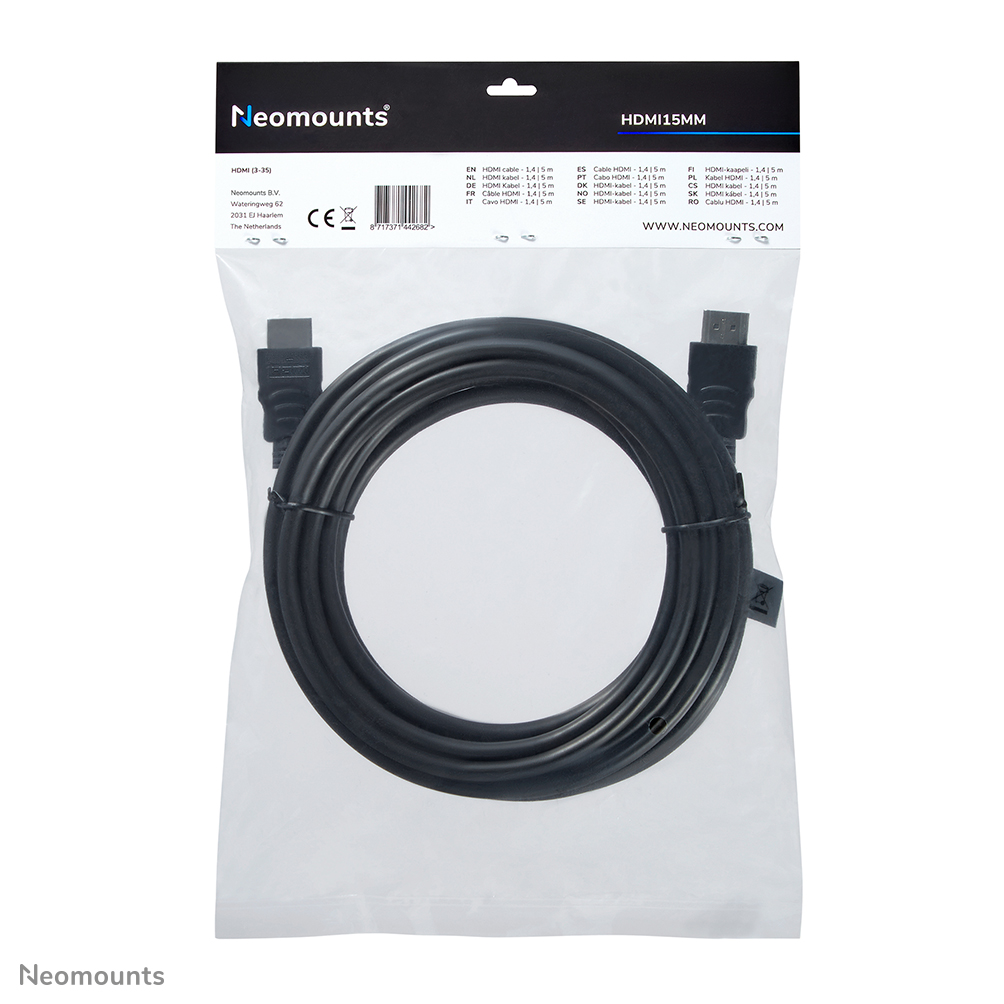 Neomounts HDMI15MM HDMI cable - 5 metres